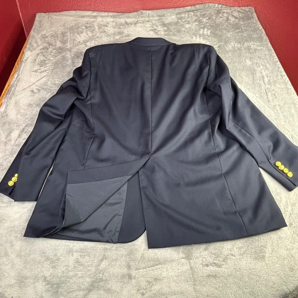 Lauren Ralph Lauren Blazer Mens 50L Navy Blue Gold Crest Button Sport Coat wool